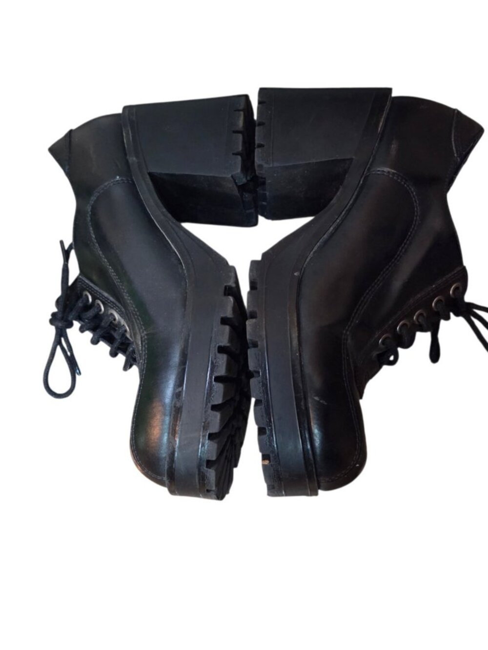 Vintage Mudd Black Faux Vegan Leather Chunky Heel Platform Oxford Sz 7.5 Y2K 90s - Picture 6 of 9